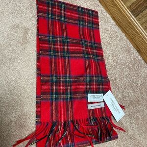 James Pringle Weavers Red Plaid 100% Wool Scarf unisex NEW w/ tag Royal Stewart